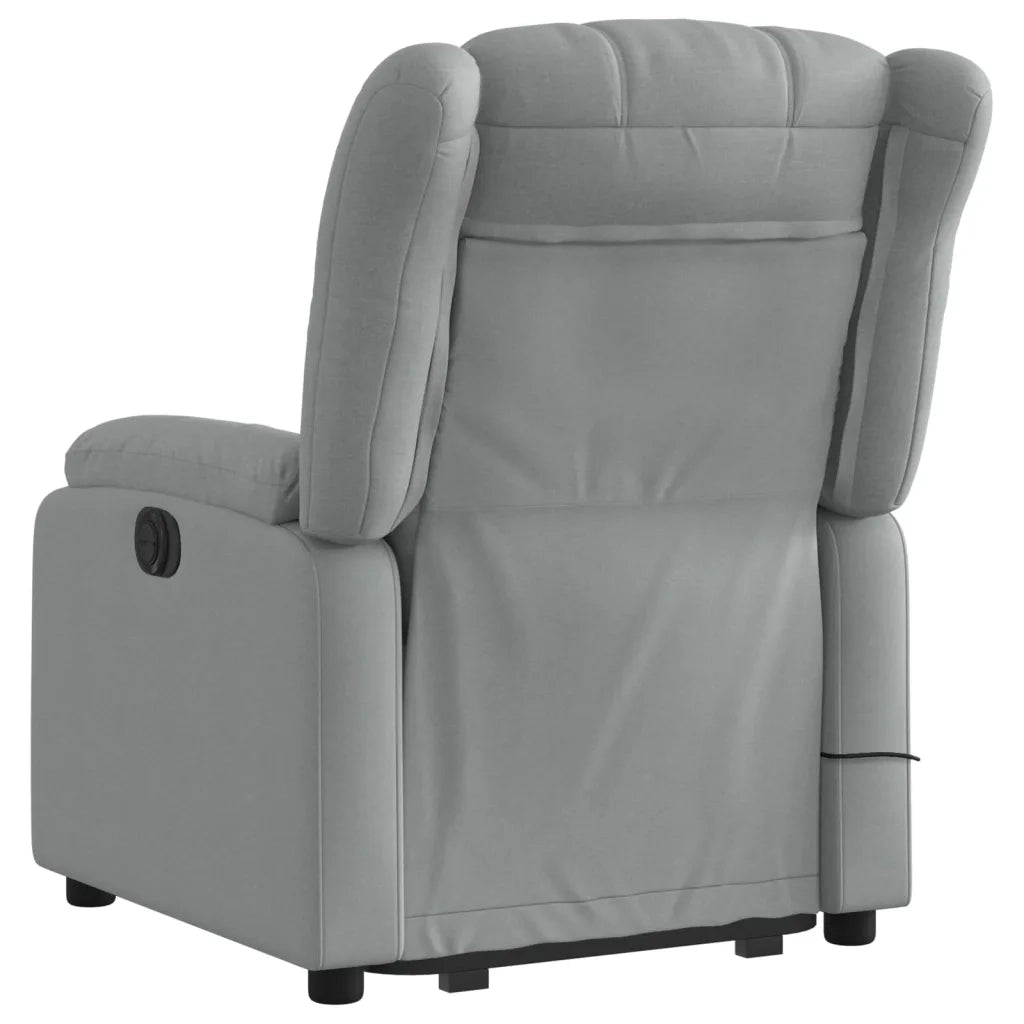 Poltrona | Sedia Relax Alzapersona Massaggi Reclinabile Grigio Chiaro Tessuto
