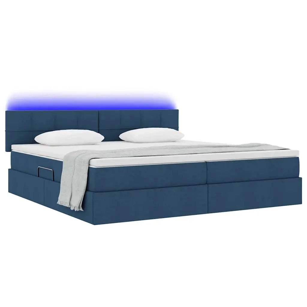 Letto con contenitore e LED con led Blu 200 x 200 cm Tessuto 3371171
