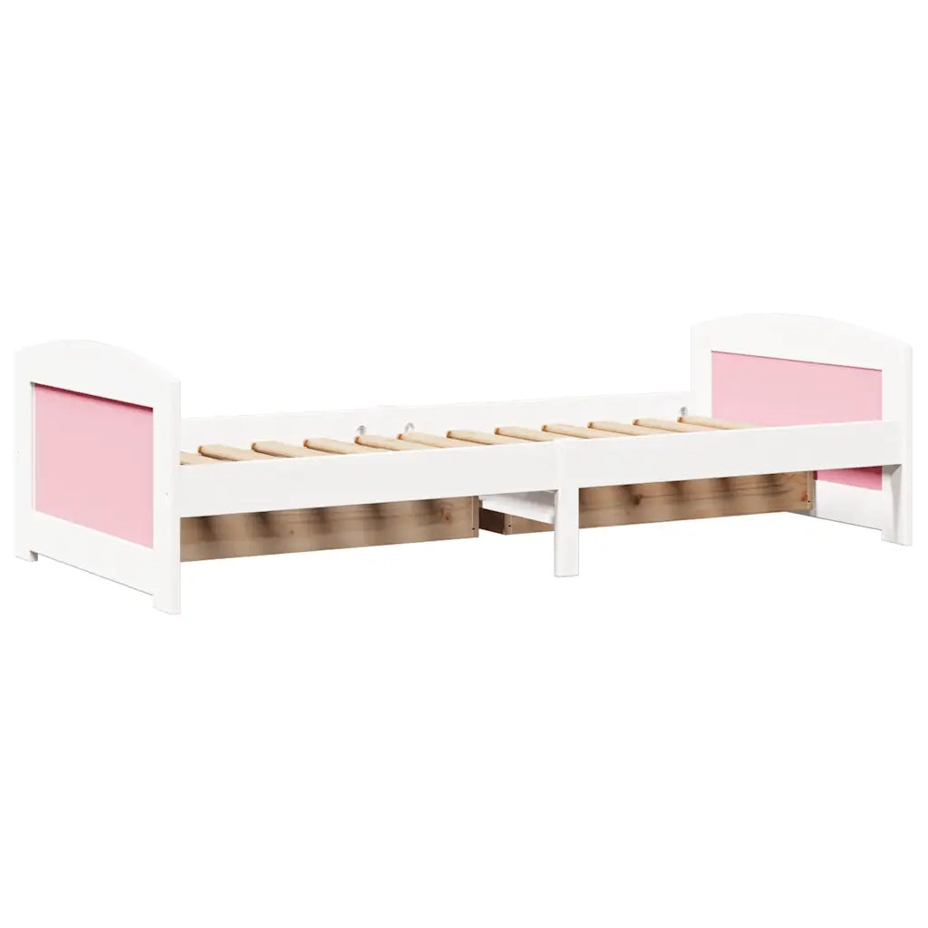Dormeuse 2 Cassetti senza Materasso-Struttura Sofa Letto Bianco&Rosa 90x200 cm IRUN 788449