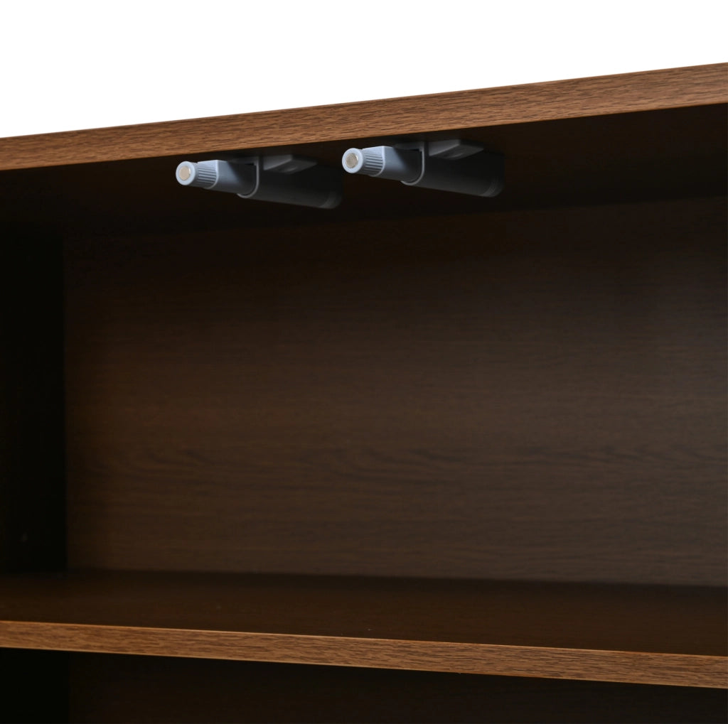 Credenza da cucina 160x35x80 cm noce e nero con 4 ante