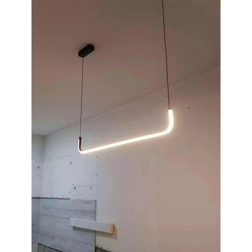 Trade Shop - Lampadario Sospensione 21w Lineare Orizzontale Minimal Moderno Nero Luce Led 50445 -