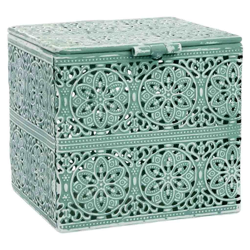 Scatola in metallo verde 12.5x12.5x11.5h cmh cm