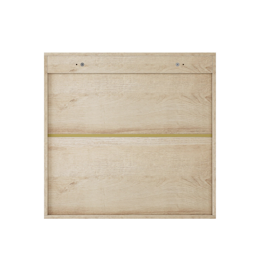 Mobile bagno pensile in finitura rovere con doppia anta, design minimalista e salvaspazio