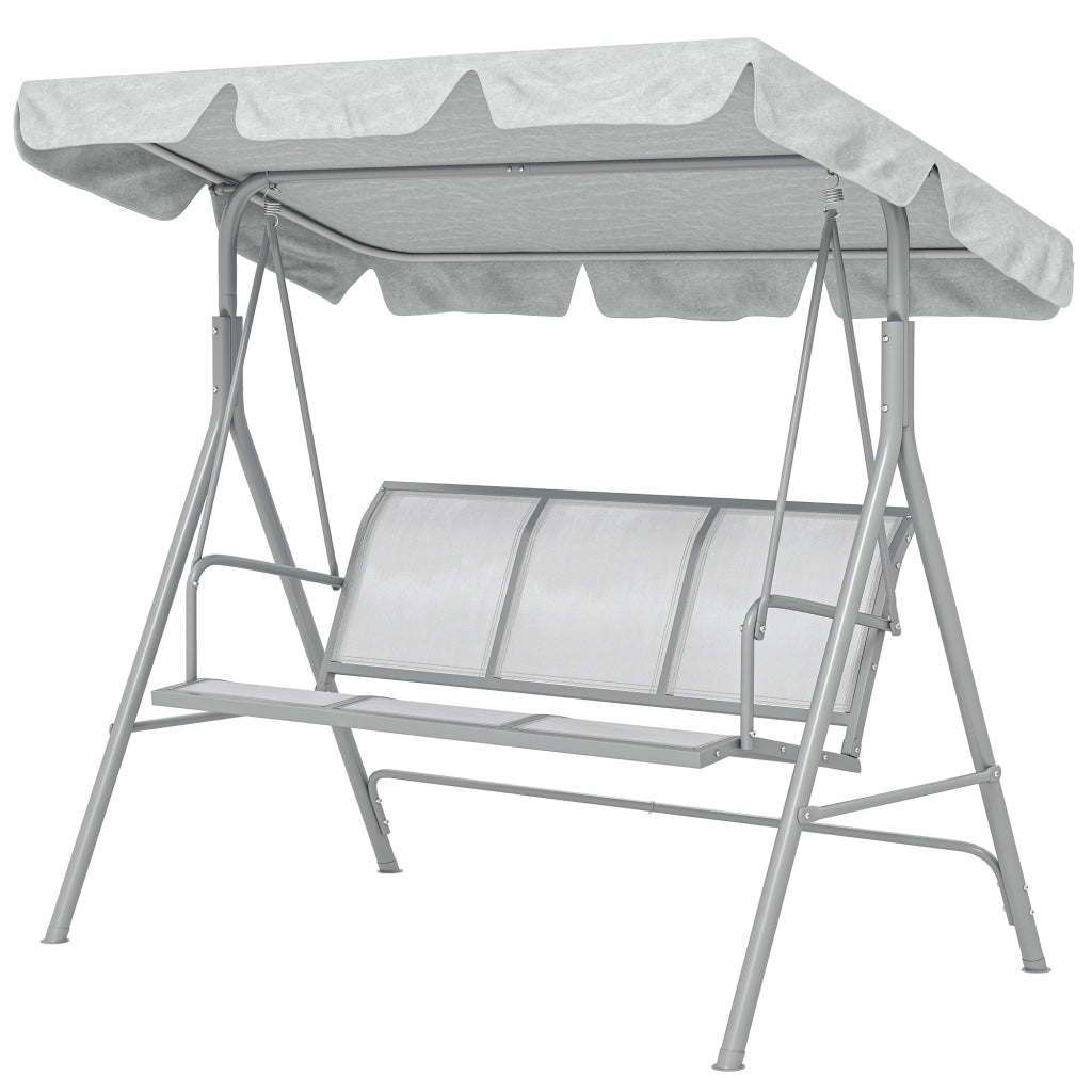 Dondolo da Giardino 3 Posti con Tetto ¨C zephmum ¨C Grigio Chiaro 171x108x154 cm