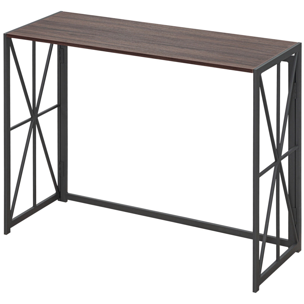 Consolle Pieghevole Stile Industriale ¨C zephmum ¨C Legno e Metallo 100x38x80cm Marrone