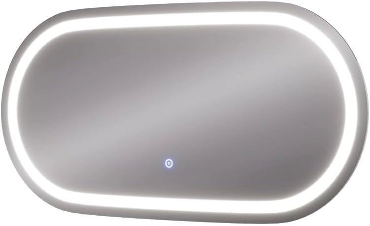 Specchio bagno Miral, Vetro, 80 x 40 cm con illuminazione frontale, adatto al montaggio a parete per ambienti umidi