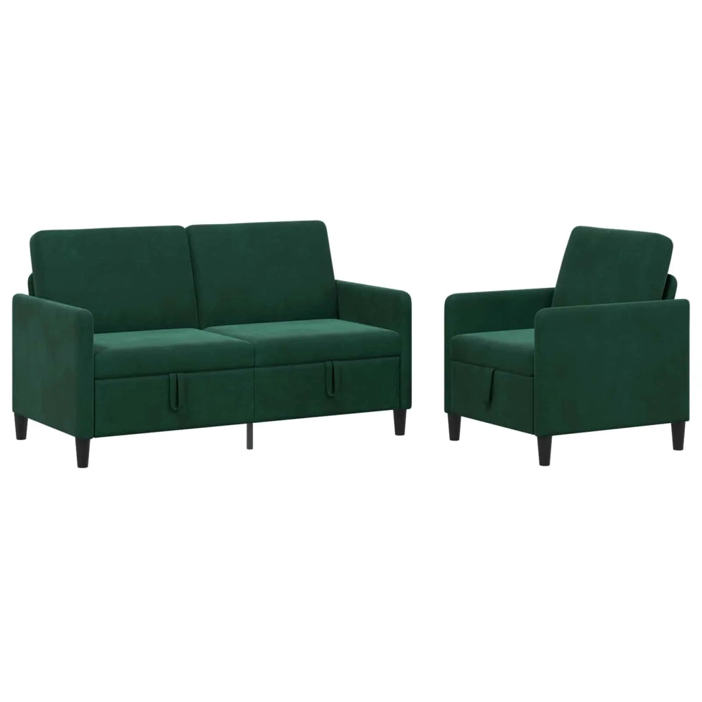Set di Divani con Storage 2 pz Verde Scuro Poliestere 3429192