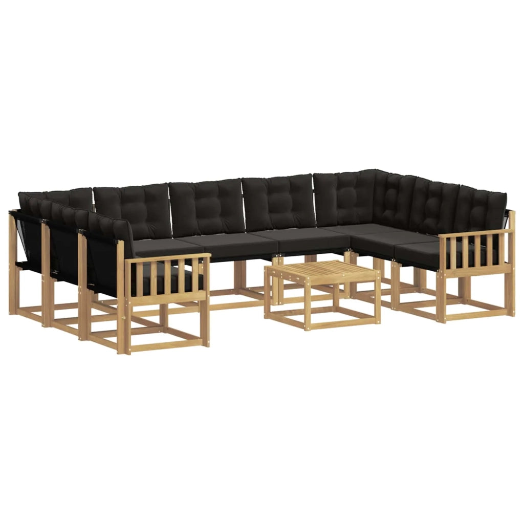 Set di divani da esterno con cuscino 10 pcs Bianco e Nero 3389882