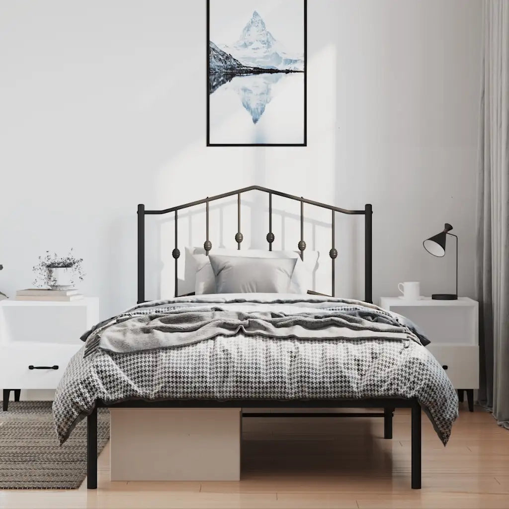 Giroletto con Testiera in Metallo Nero 100x190 cm 373783