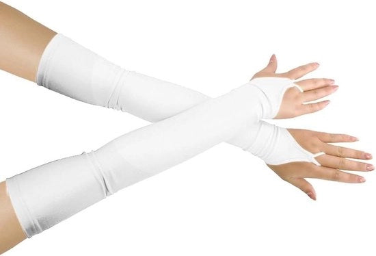 Maniche lunghe per ragazze - stretch lycra - senza dita - oltre il gomito - costume da cosplay cat suit opera