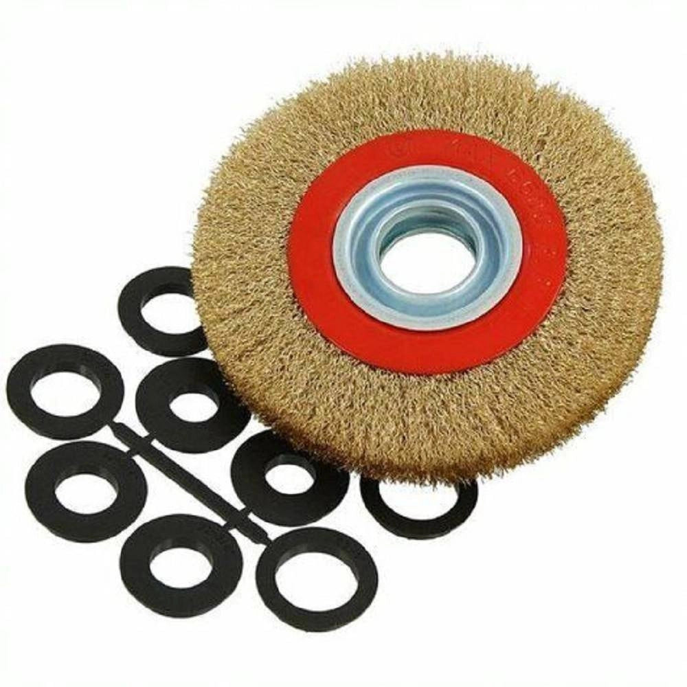 Trade Shop - Spazzola Diametro 150 Mm Disco Fili In Acciaio Per Mola Smerigliatrice Da Banco -