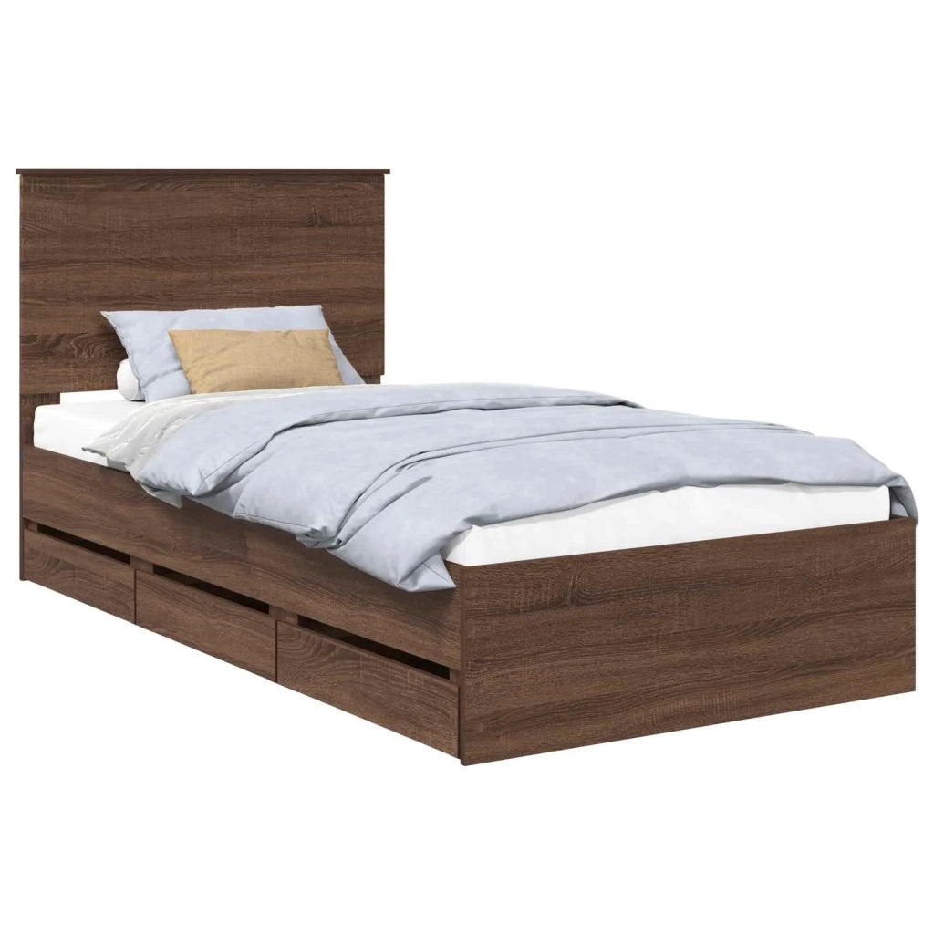 Struttura del letto con cassetto Rovere Marrone 100 x 200 cm