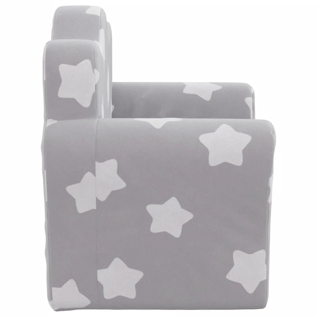 Divano Letto Bambini Grigio Chiaro con Stelle-Sofa Letto-Daybed-Divanetto Morbido Peluche 544739