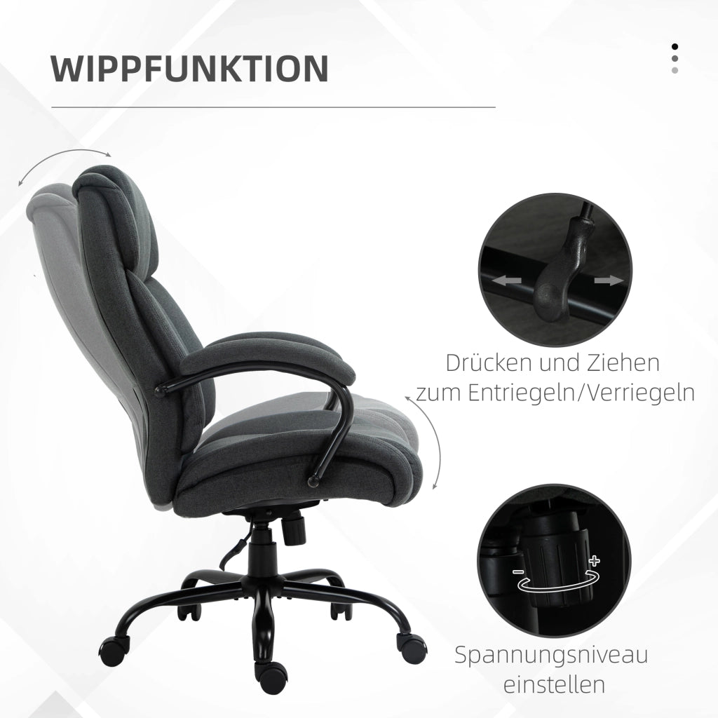 Sedia da ufficio ergonomica girevole ¨C Xylo ¨C Braccioli imbottiti, portata 220 kg, Grigio