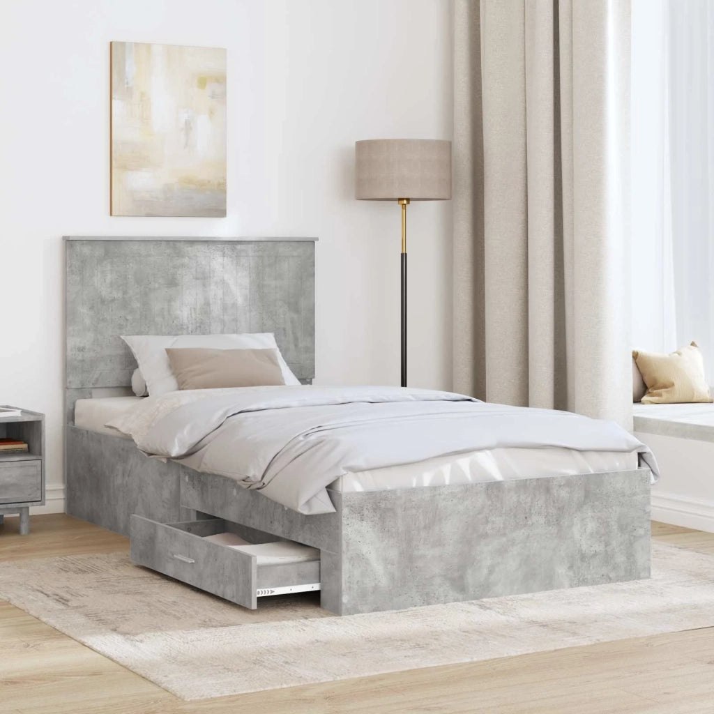 Struttura del letto con testiera-Giroletto con Testiera Grigio cemento 100 x 200 cm 930545