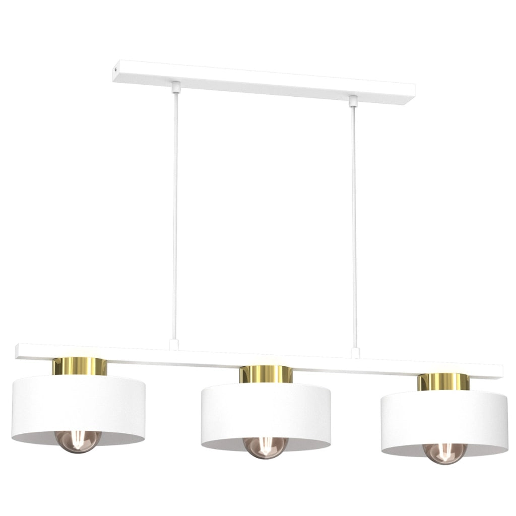 Lampada sospesa Luminex Marti 3 luci E27 bianco oro