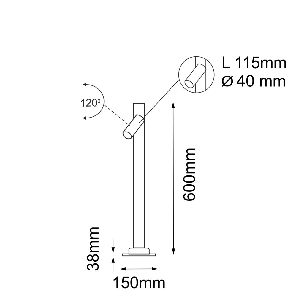 Paletto da giardino Shilo GOSEN 9909 60cm antracite GU10
