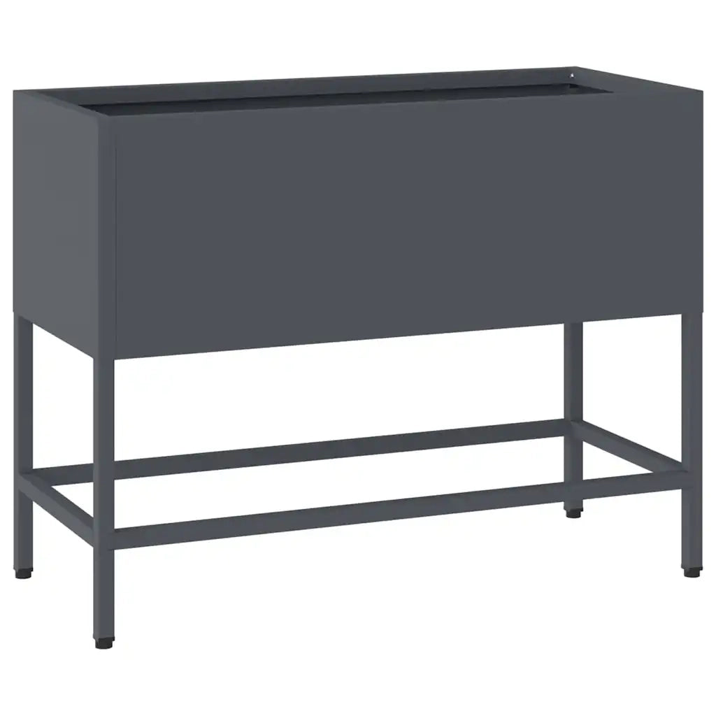 Fioriera rialzata rettangolare moderna 60 x 26 x 45 cm resistente agli agenti atmosferici in acciaio color antracite 02_0052097