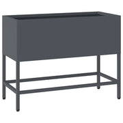 Fioriera rialzata rettangolare moderna 60 x 26 x 45 cm resistente agli agenti atmosferici in acciaio color antracite 02_0052097