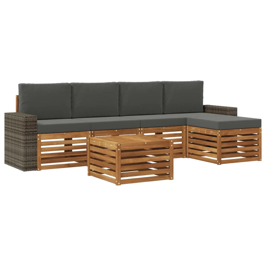 Set di divani da esterno 6 pz Naturale e Antracite 3384278