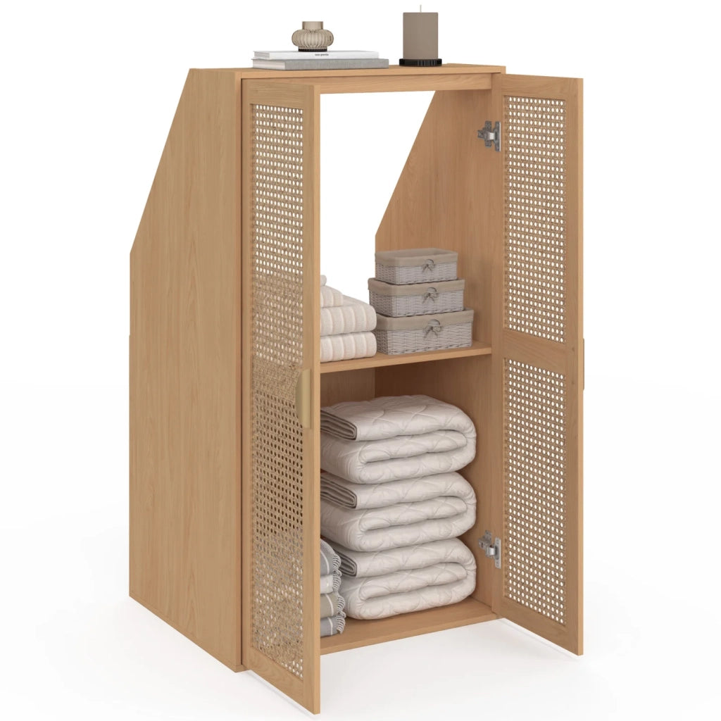 IDMarket - Armadio a 2 ante inclinate EDHEN 60 x 50 x 70/110 cm legno e canna