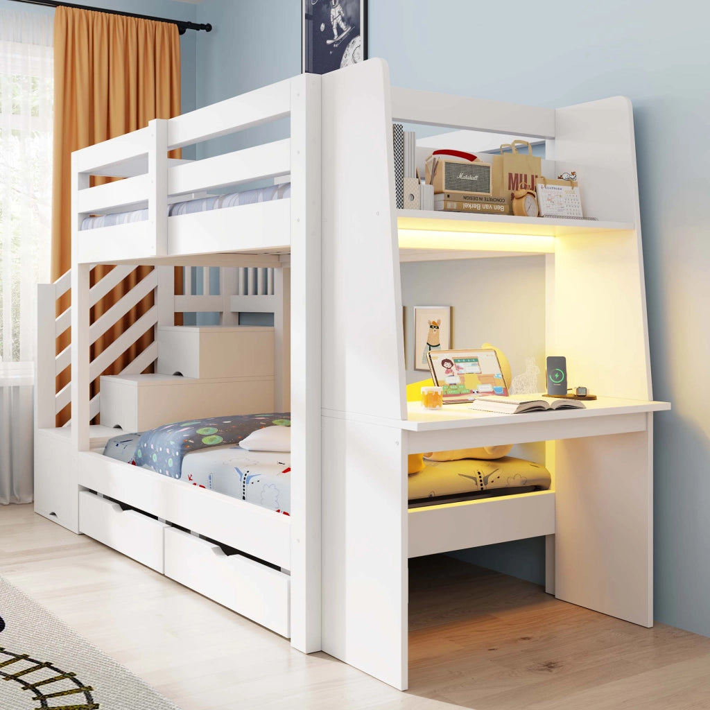 letto a castello in legno bianco 90 x 200 cm