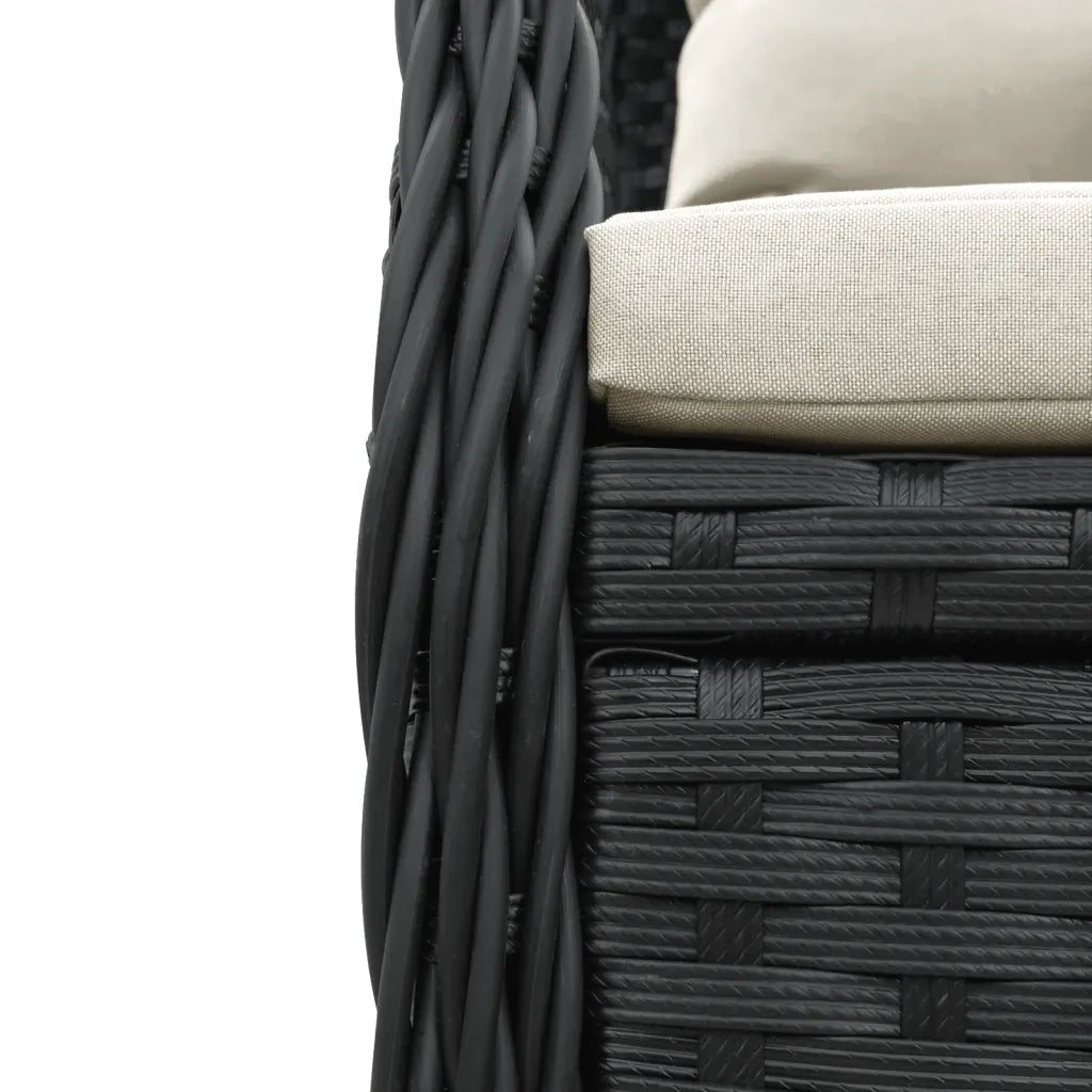 Set da Pranzo da Giardino 3 pz con Cuscini Nero in Polyrattan 3262833