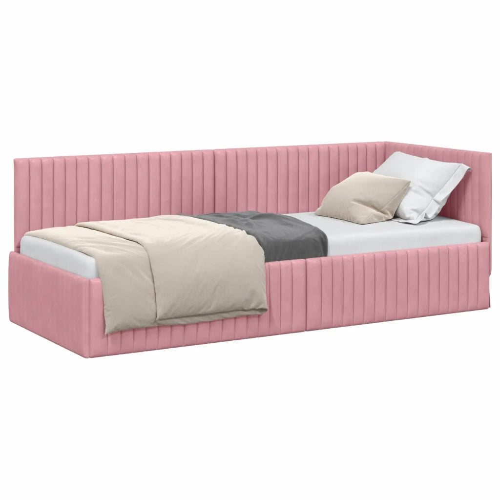 Cornice del letto ad angolo Rosa 80 cm x 200 cm Velluto