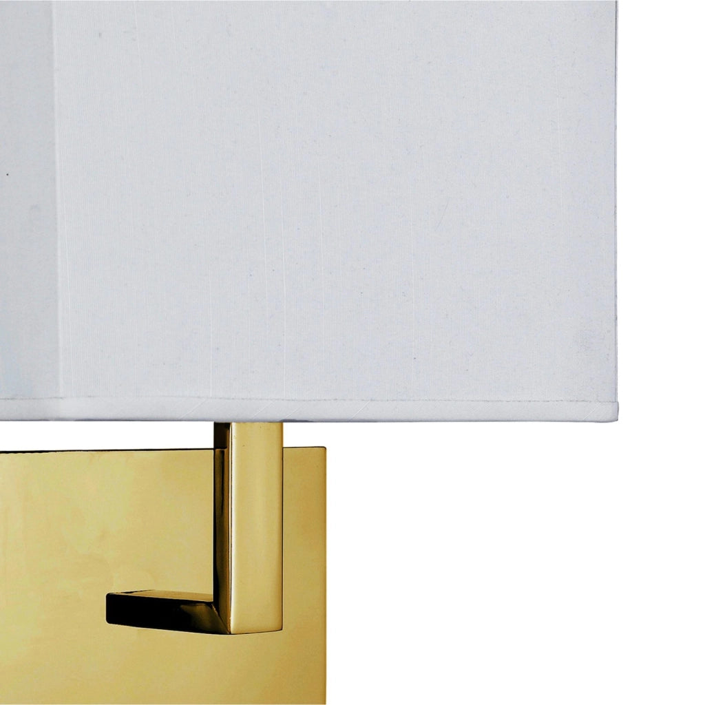 Applique da parete per hotel - Metallo ottone satinato e paralume in tessuto bianco