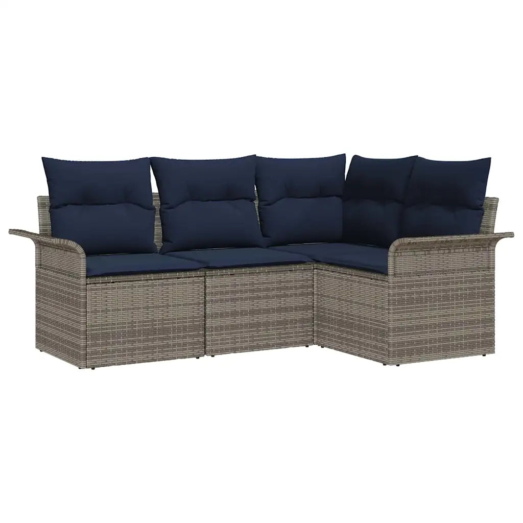 Set Divano da Giardino 4 pcs Grigio polyrattan