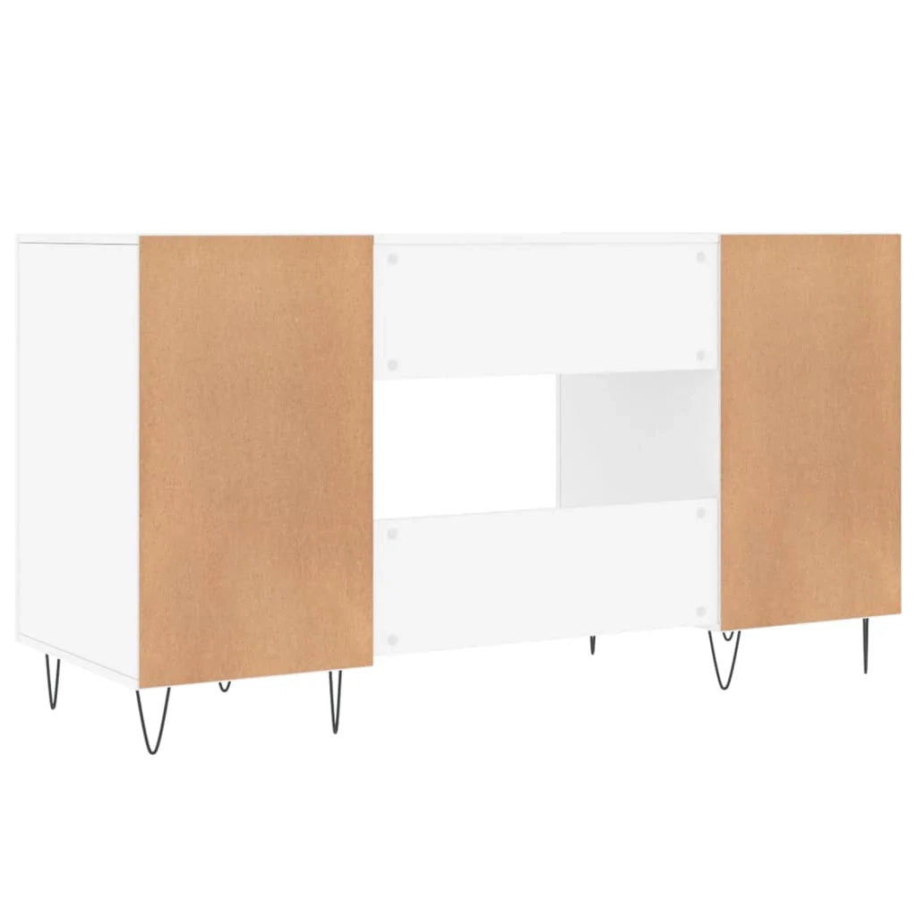 Scrivania tavolo postazione di lavoro mobile per computer studio 140 x 50 x 75 cm legno ingegnerizzato bianco 02_0023518