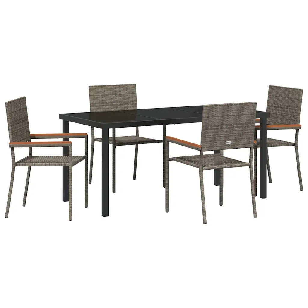 Set da Pranzo per Giardino con cuscino 5 pcs Grigio polyrattan 3379712