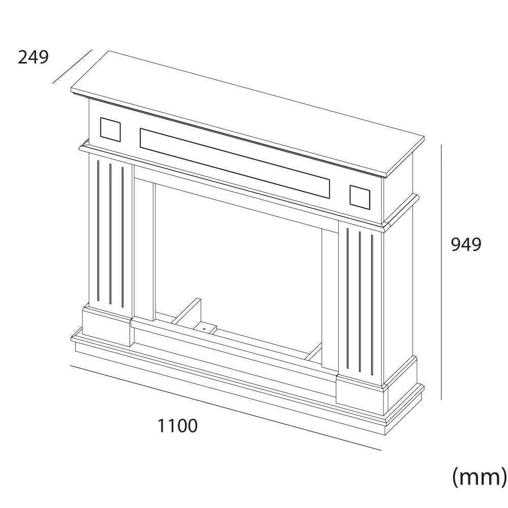 Cornice da Pavimento per Inserto Camino Elettrico 110x94,9x24,9 cm in MDF Sined Pienza Grigio