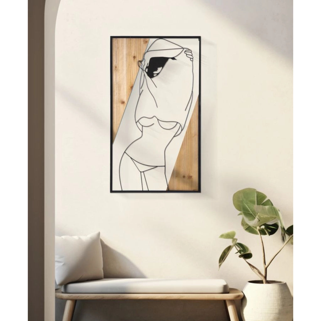 Decorazione in Metallo e Legno Corpi 9, Marrone, Metallo, 50x2x90 cm