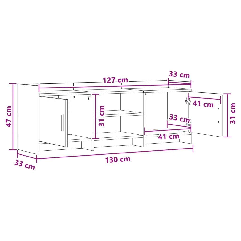Mobile TV 130 x 33 x 47 cm Grigio Cemento Legno ingegnerizzato 8011174