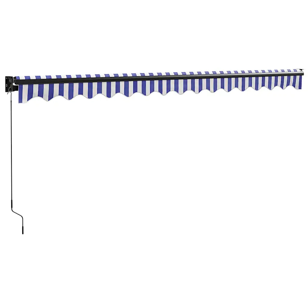 Tenda da Sole Retrattile-Tenda parasole per Patio Blu e Bianca 4x3 m Tessuto e Alluminio 569154
