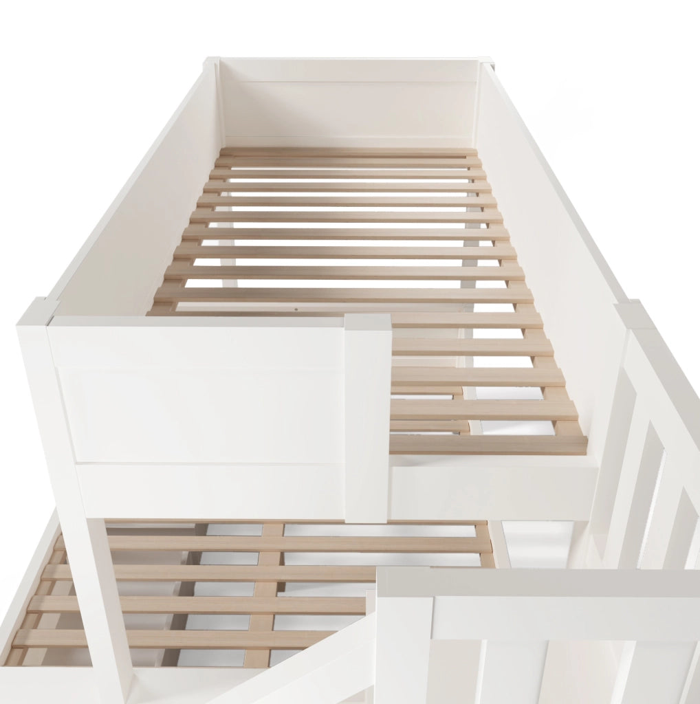 Letto a castello ULEVR bianco 90x200 e 140x200 cm con mobile scala e cassetti