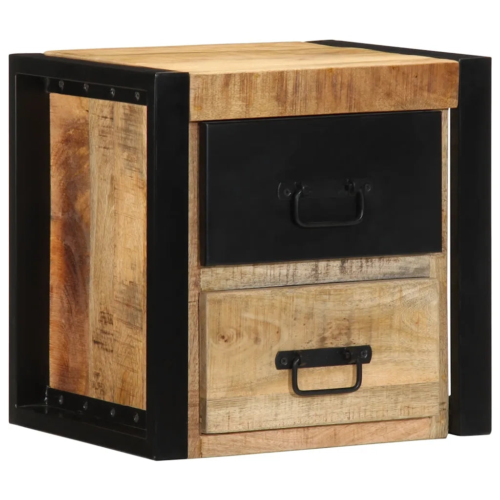 Comodino-Tavolino da notte 40x35x40 cm in Legno Grezzo Massello di Mango 689523