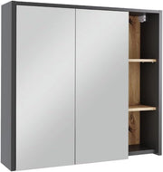 Mobile a specchio per il bagno Viola, Grigio/Artisan, 80 x 75 cm con ripiani aperti