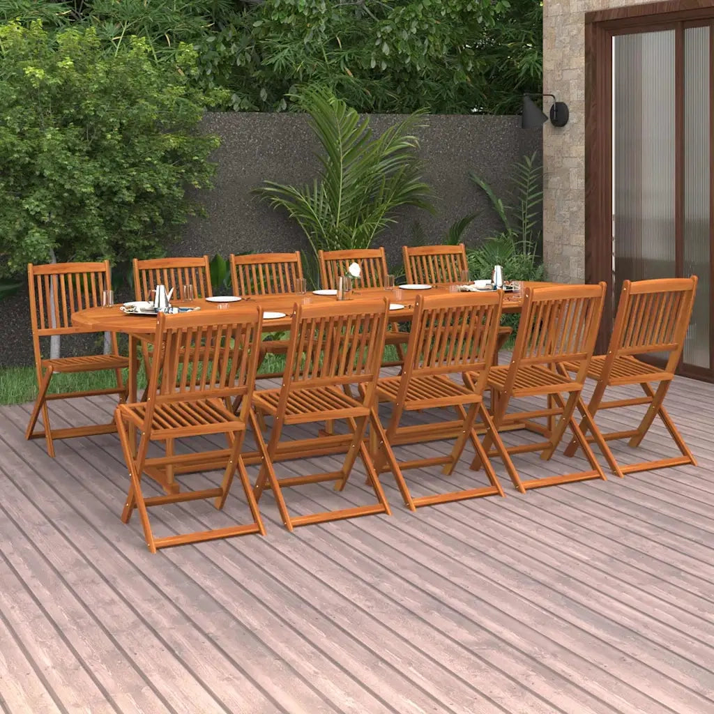 Set da Pranzo da Giardino 11 pz 280x90x75 cm Massello di Acacia 3086980
