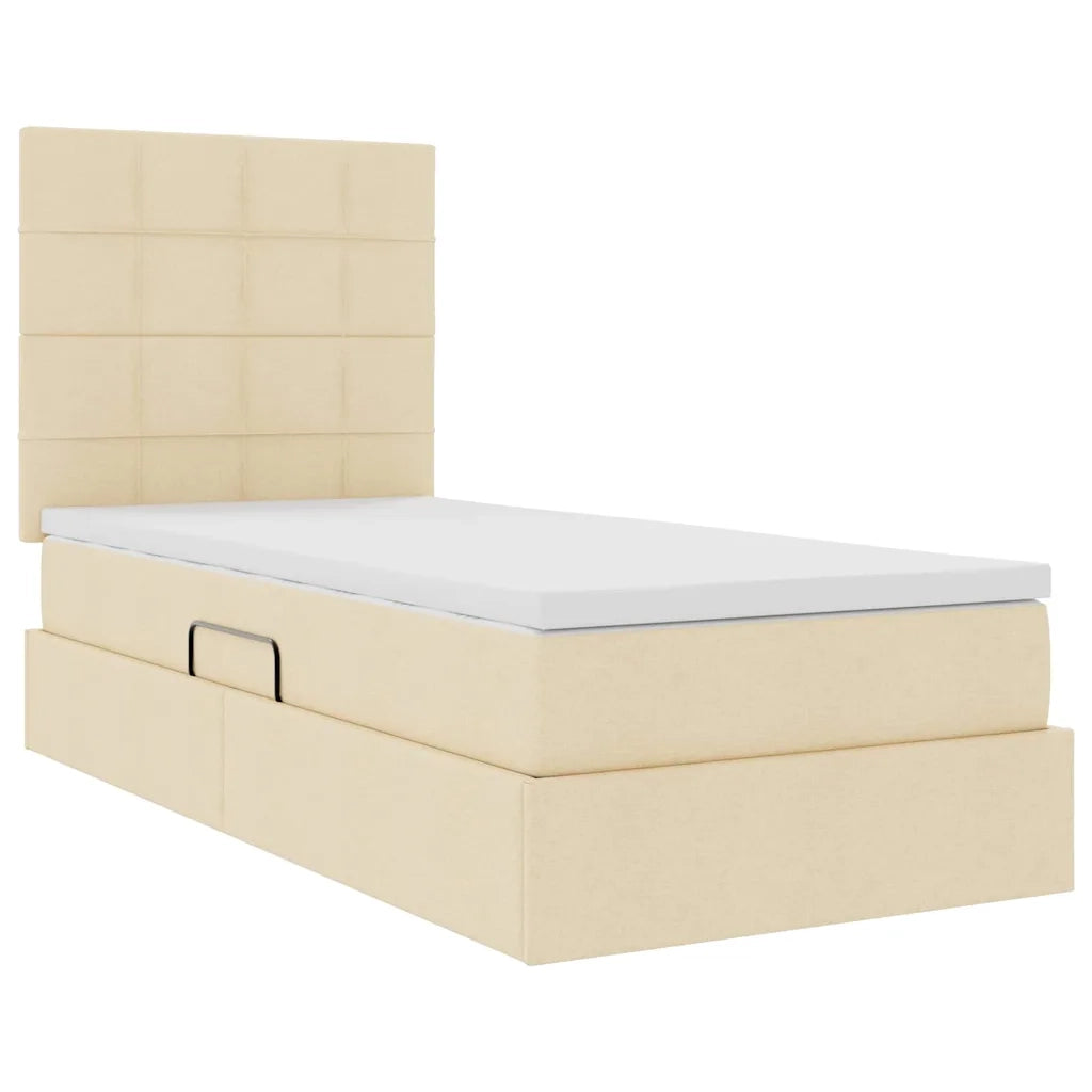 Letto con contenitore e LED Crema 90 x 200 cm Poliestere