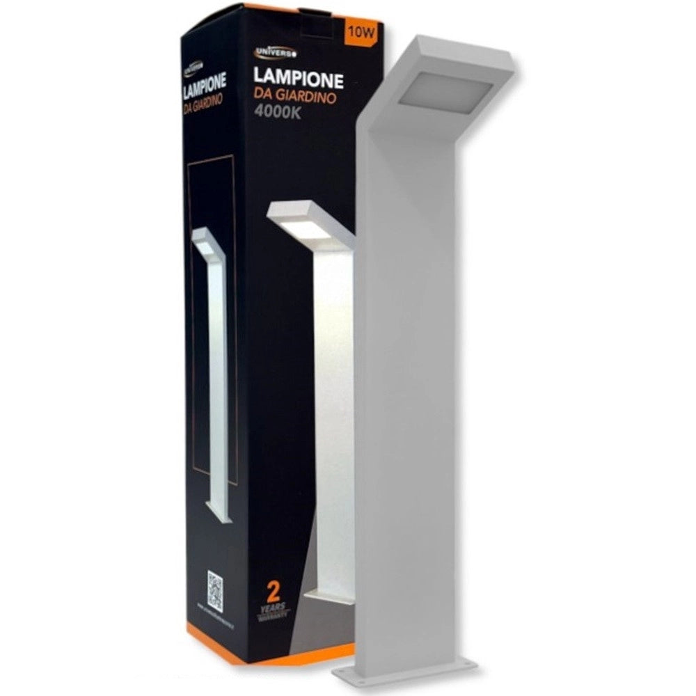 Trade Shop - Lampada Applique Led Da Giardino 10w Ip54 Lampione Bollard Da Terra Luce 4000k 954pa-h580 - Bianco