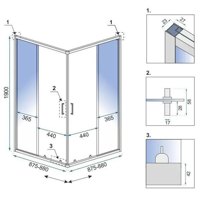 Cabina Doccia Rea City 90x90 Black senza piatto doccia