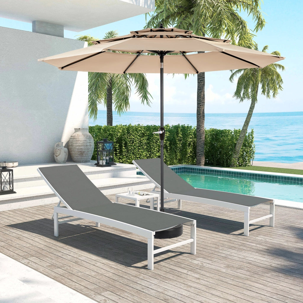OMBRELLONE 10FT a 3 livelli con inclinazione automatica, kaki, in alluminio