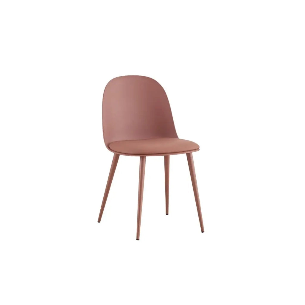 Sedia JASMON – Cuscino in PU Terracotta con gambe in metallo – H81 × L51 × P44 cm