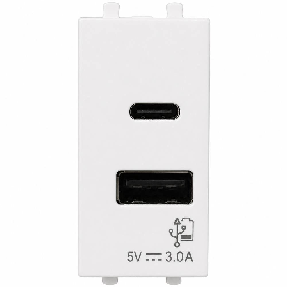 Alimentatore usb ave domus 441082usbac ricarica rapida 3a bianco