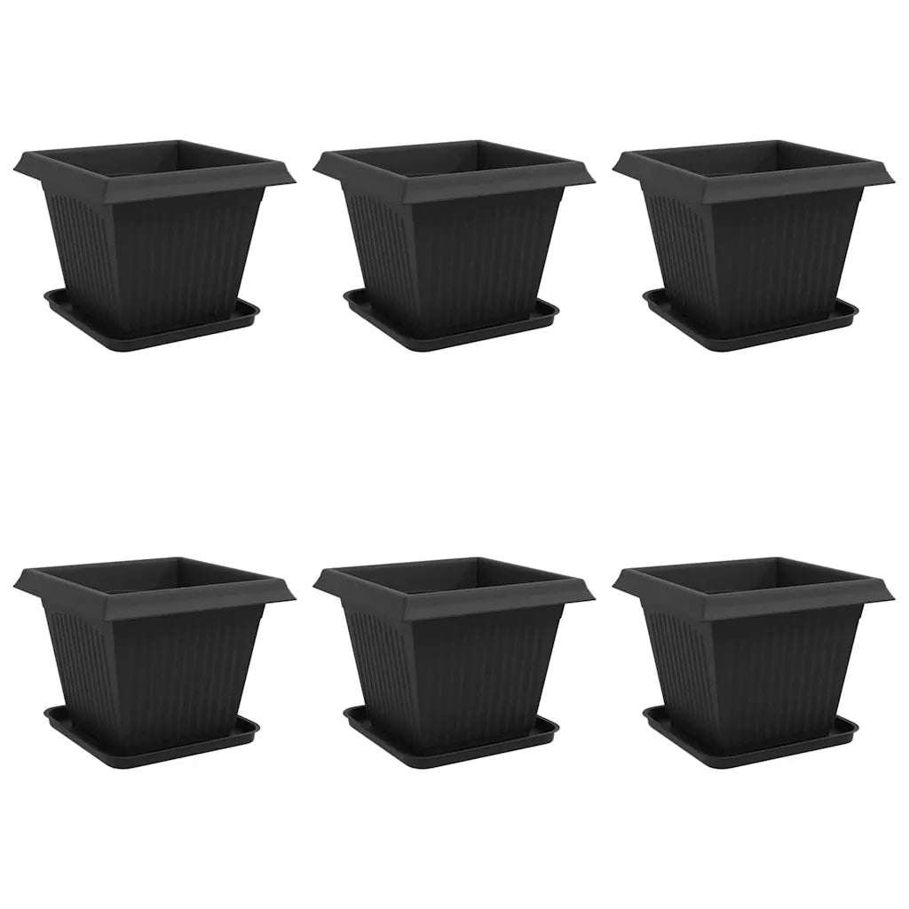 Vasi per Piante 6 pcs Nero 38 x 38 x 30 cm Plastica