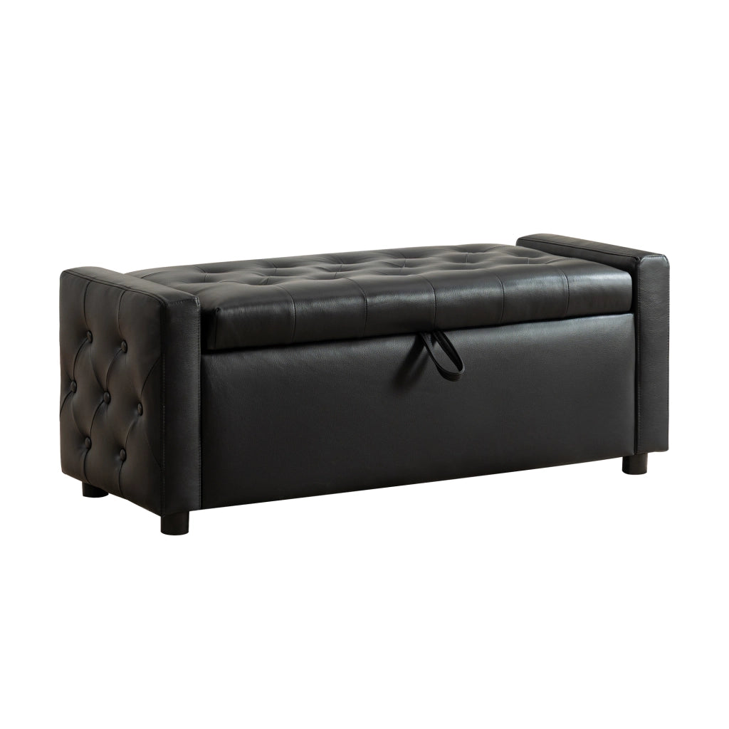 OTTOMANA Contenitore imbottita 122x45x47 cm Nero in PU