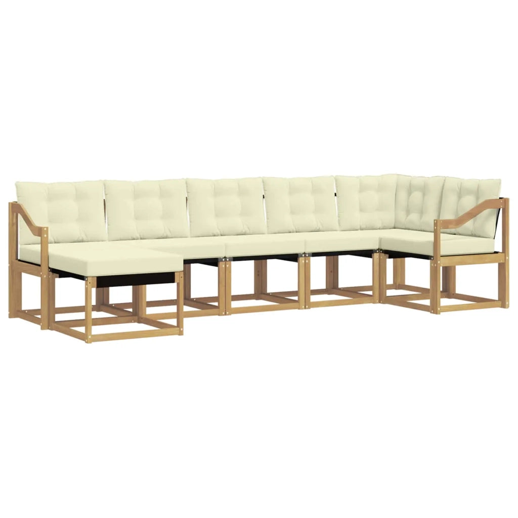 Set di divani da esterno con cuscino 7 pcs Bianco e Crema