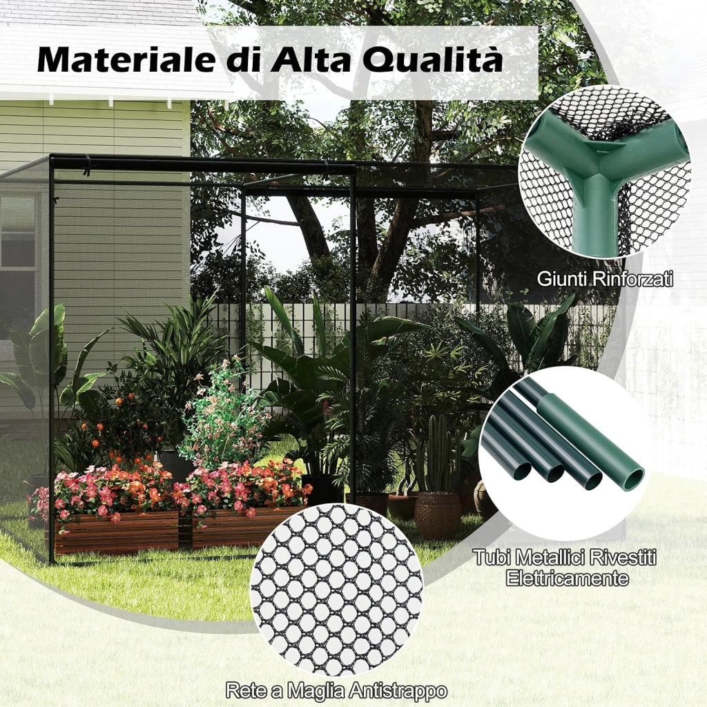 Serra da Giardino, Mini Serra da Balcone per Proteggere Piante e Fiori con Rete Traspirante ad Alta Densità, Robusti Tubi Metallici, Connettori Rinforzati e Borsa